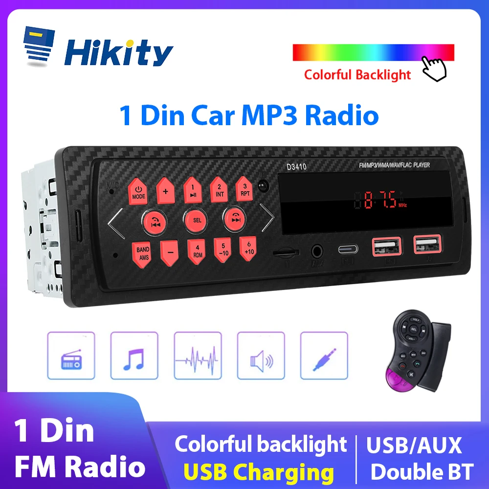 

Hikity 1 din Car Radio Stereo Player Digital Bluetooth Universal 12V Car MP3 Player FM Radio Stereo Audio Music USB/SD/AUX-IN