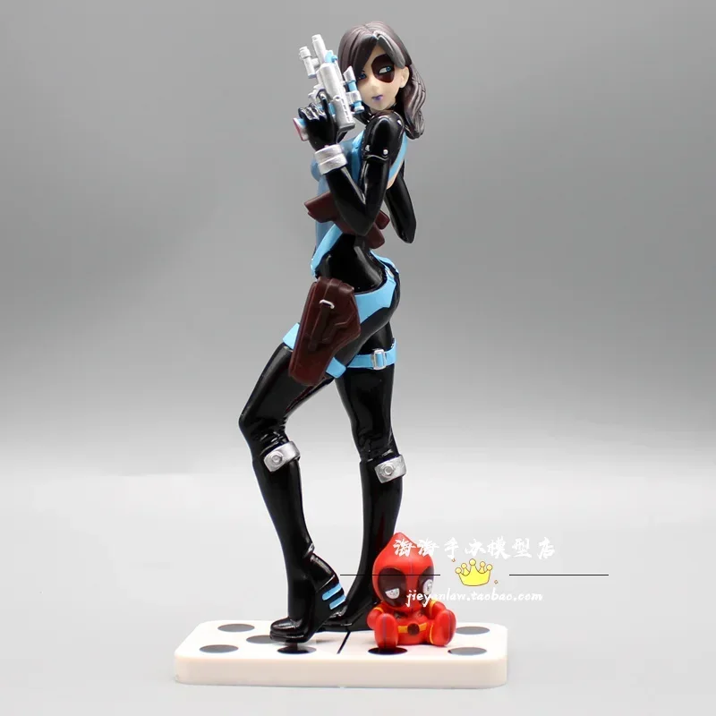 

21cm New Deadpool Statue Of A Beautiful Girl Marvel Marvel Deadpool Domino X Men Handmade Ornament Model Surprise Gift