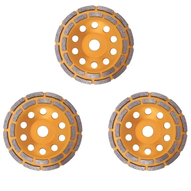 

3Pcs 150Mm 7 Inch Diamond 2 Row Segment Grinding Wheel Sanding Disc Sander Grinder Cup Abrasive Tools 22Mm Hole