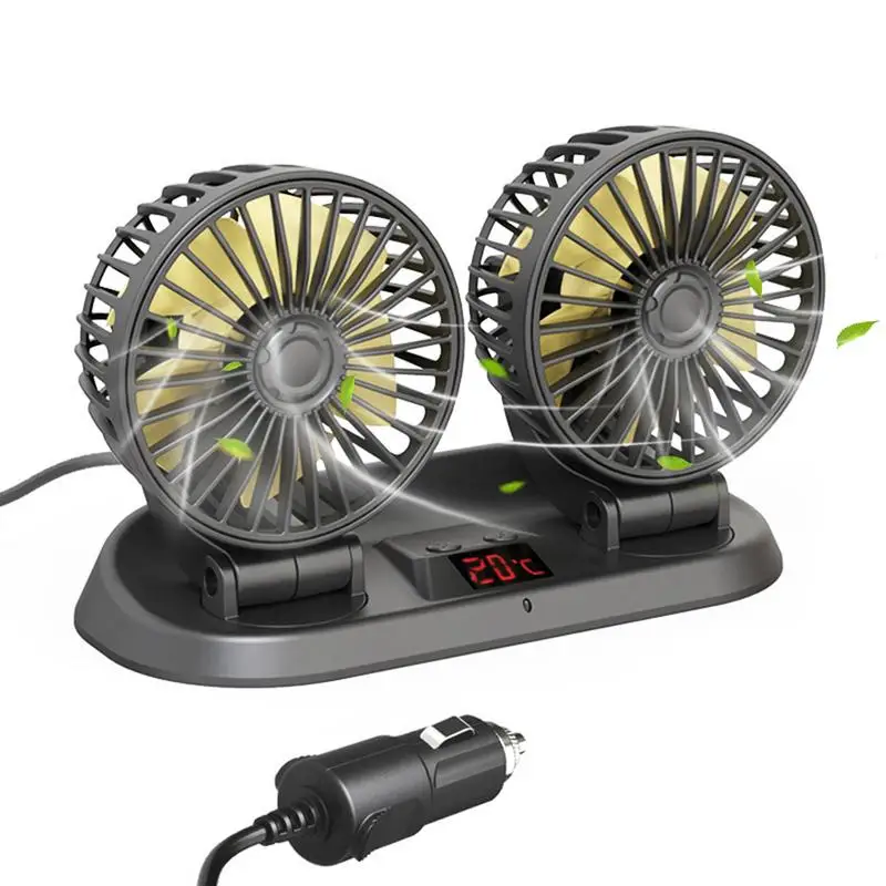 

Electric Dual Head Car Fan 3 Speeds Strong Wind Adjustable Dual Head Electric Fan Electric Car Cooling Fan With 360 Degree