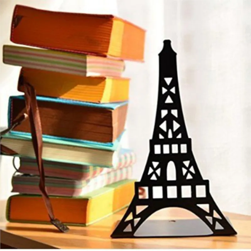 1pair black Fasmov Eiffel Tower Nonskid Bookends Art Bookend Tree shadow stand students store desktop bookshelves retro simple