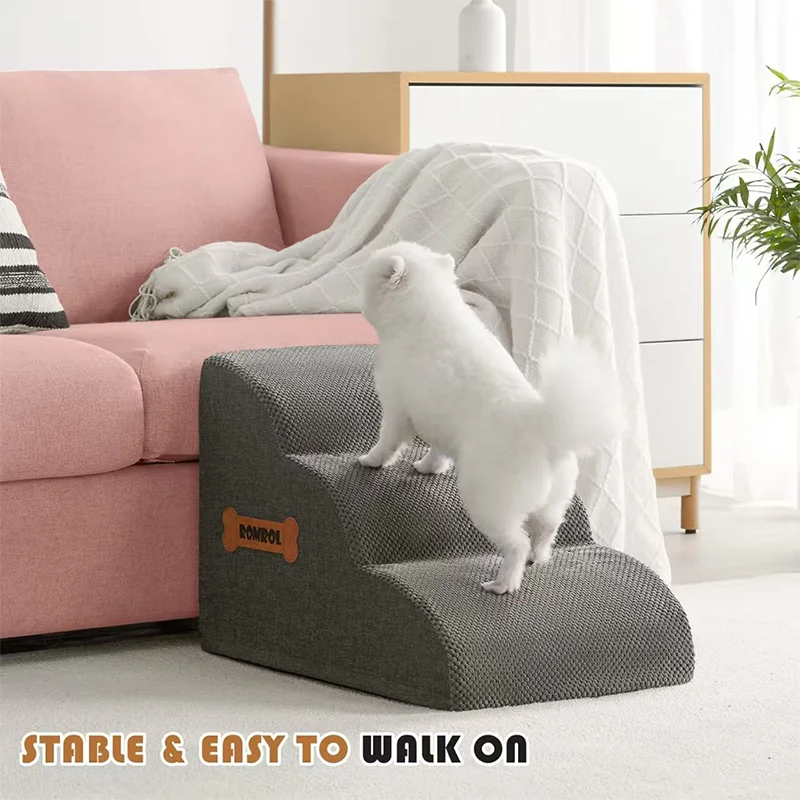 Escadas para animais de estimação, para cães grandes, gatos, esponja macia de alta densidade, rampa para cães pequenos, escada extra larga, degraus antiderrapantes para cama alta ou sofá