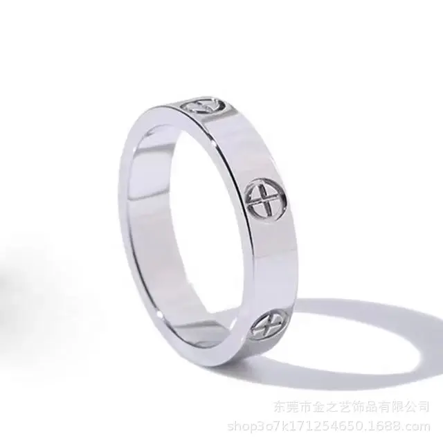 Rose Gold Love Cross Crystal Ring Unisex 3