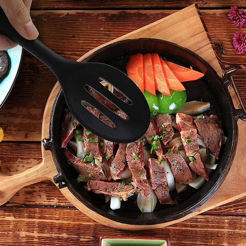 Set 3 Cucchiai In Silicone Per Cucina - Manico Lungo Antiaderente, Ideali Per Mescolare - Foto 5