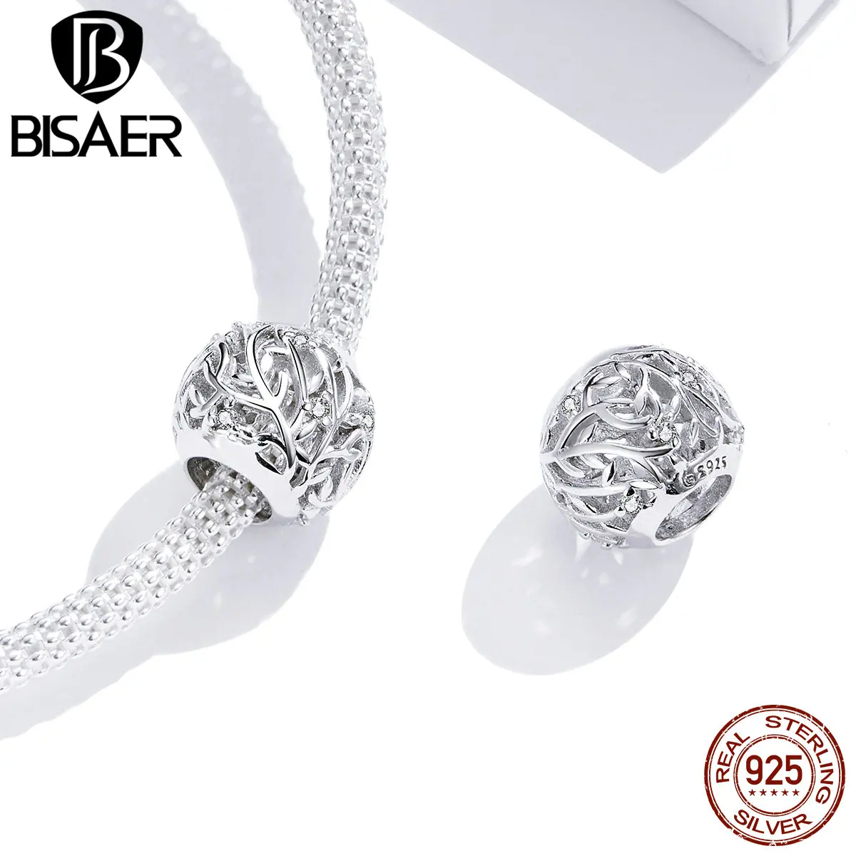BISAER 925 Sterling Silver charm jewelry sterling silver jewelry beads charms sterling silver beads bead jewelry making silver charm bead charm bead beads jewelry sterling silver beads charm silver bead bracelet silver charm bracelet loose gemstone jewelry Vintage Round Court Charm Beads Heart Zircon Pendant Fit Women Original Bracelet Fine Jewelry Making