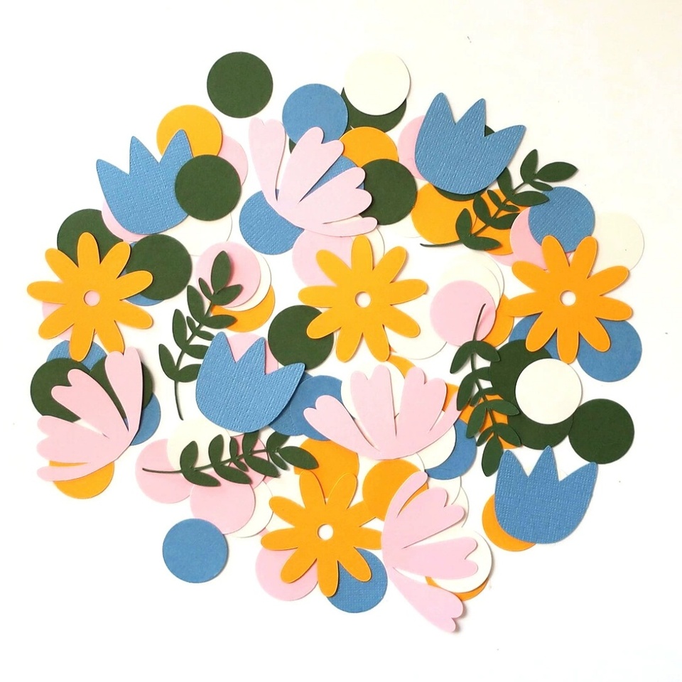 100Pc Wildflower Flowers Paper Confetti Table Scatter for Kids Birthday Party Baby Shower Gender Reveal Wedding Party Decoration