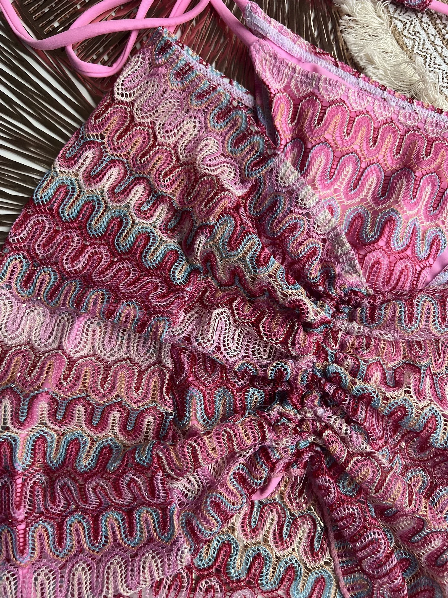 Zigzag Bikini Three Piece Swimwear with Skirt Knitting Bikini Set Bikini Swimsuit Women Swimwear