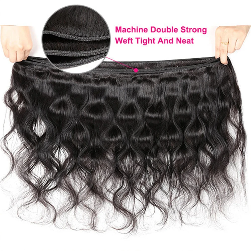 Body Wave Bundles With Closure Brazilian Human Hair Weave Bundles With Closure Hair Extension 3/4 4x4 Lace