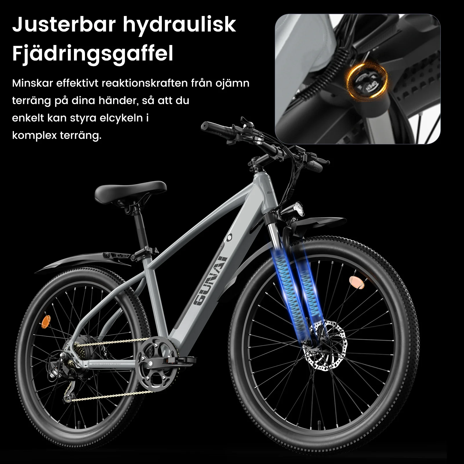 Electric Motorcycle Bicycle,GUNAI 750W 27.5Inch Off-road Tire Adult Mountain Bike 70KM 35KM/H Max speed 48V10Ah BatteryEU Stock