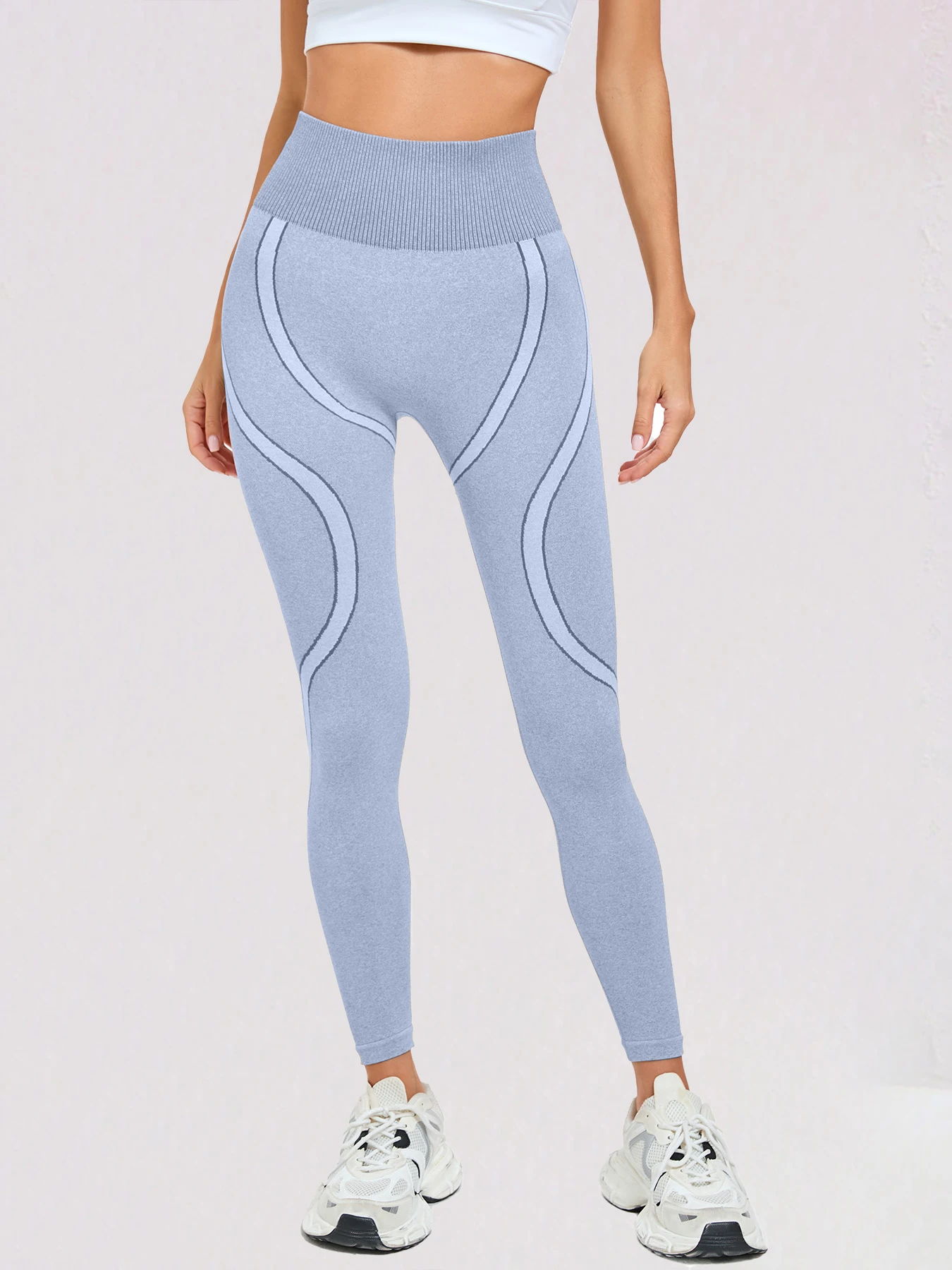 Women's Yoga Pants Constrast Fashion High Waist Leggings Tummy Control Hip Lifting Sports Workout Gym Tights 5
