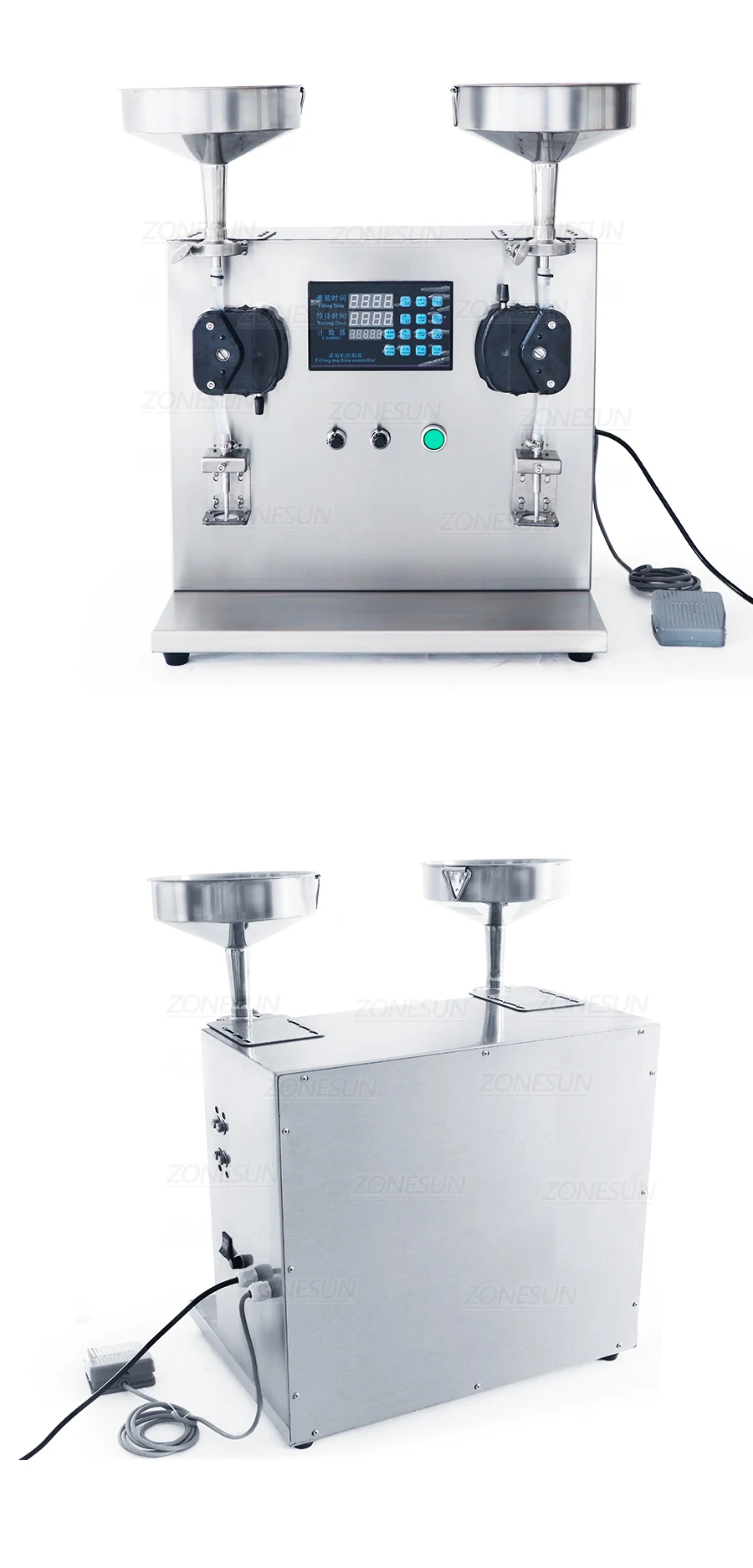 ZONESUN ZS-NP2 2 Heads Paste & Viscous Liquid Peristaltic Pump Filling Machine