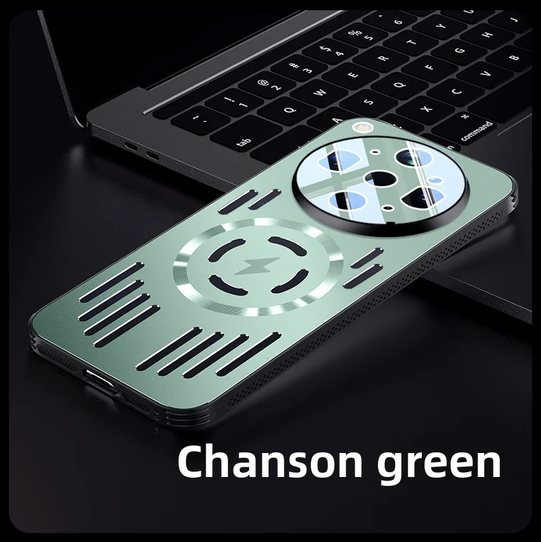 Premium Hard Metal Magnetic Case with Heat Dissipation & Wireless Charging Compatibility - Protective Back Cover