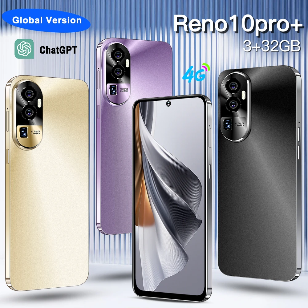 글로벌 VER Reno10 프로 4G 스마트폰, 쿼드 코어, 3GB + 32GB, 6.53 인치 미니 스마트폰, 안드로이드 휴대폰, 3250mAh 배터리, 페이스 1D