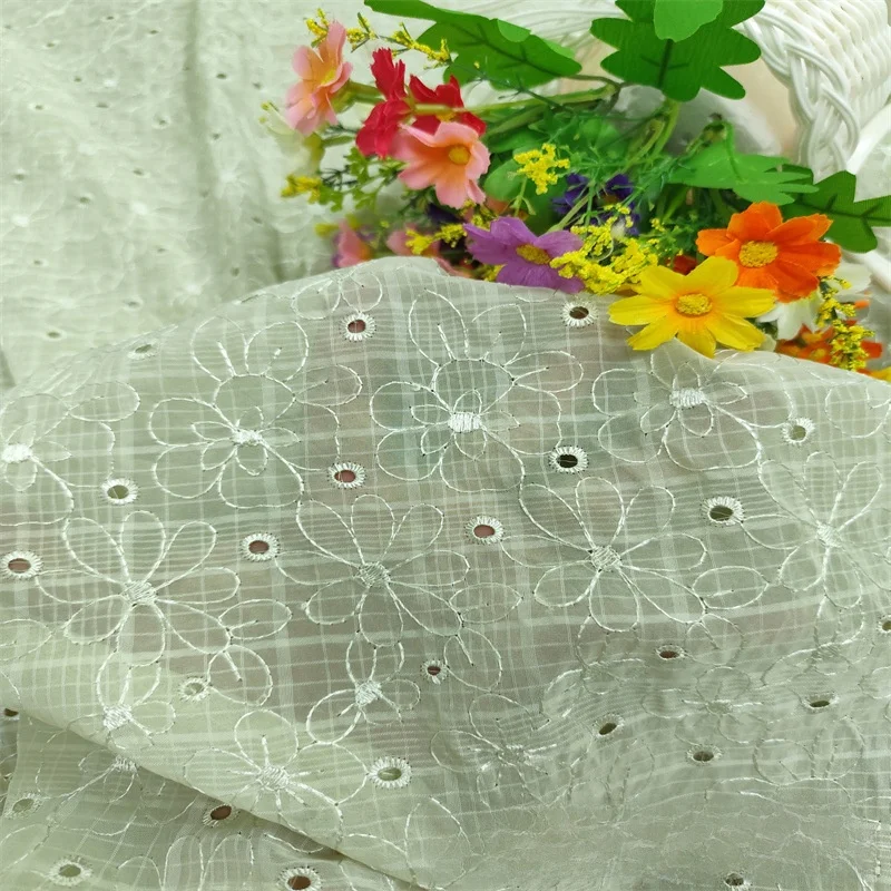 수 놓은 꽃 무늬 쉬폰 원단 봄 여름 패션 탑 드레스를위한 새로운 스타일 Cheongsam Hanfu 아동 의류 액세서리