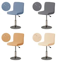 1Pc Water Repellent Bar Chair Cover Anti-dirty Short Back Chair Seat Slipcover Solid Color Armless Stool Protector for Hotel 1