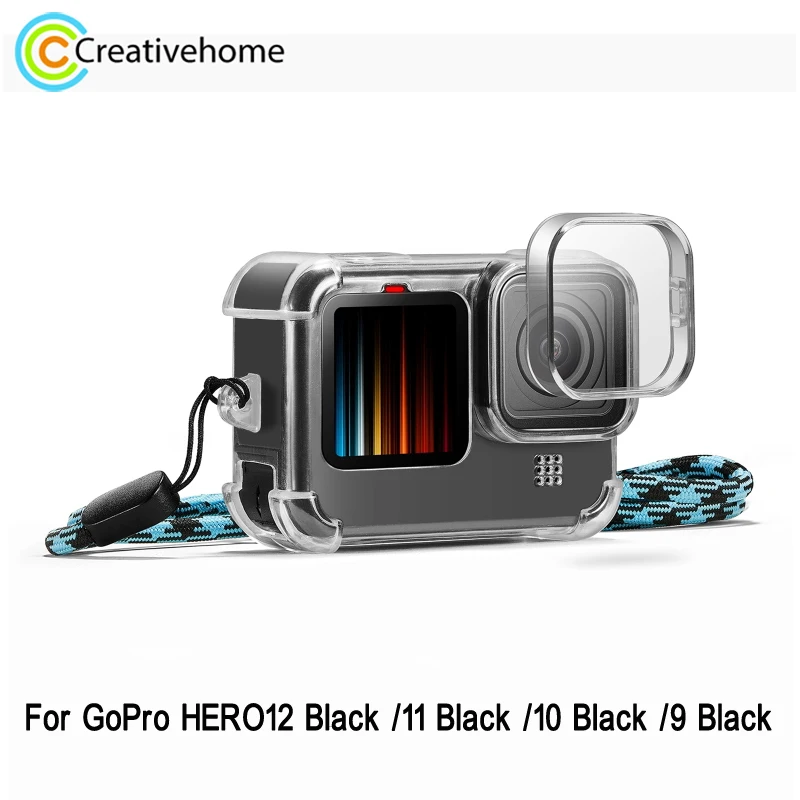 Puluz Clear Tpu Case Con Cappuccio Per Obiettivo Per Gopro Hero12 Black /11 Black /10 Black /9 Black Action Camera Custodia Protettiva Trasparente