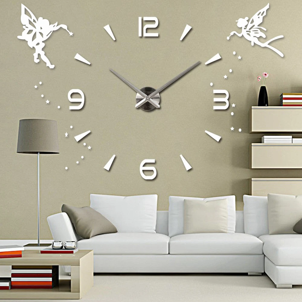 Large Wall Clock Quartz 3D DIY Big Watch Decorative Kitchen Clocks Acrylic Mirror Sticker Oversize Wall Clocks Home Letter Decor 