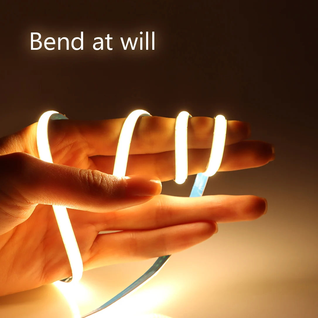 High Brightness Flexible COB LED Strip Light - Dimmable Linear Decorative Lighting