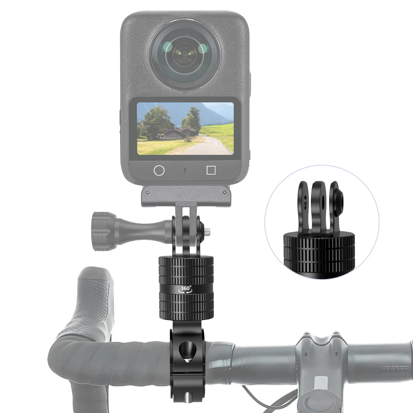 DJI 오스모 360 액션 5 프로 카메라용 자전거 핸들바 홀더 마운트 더블 락 디자인