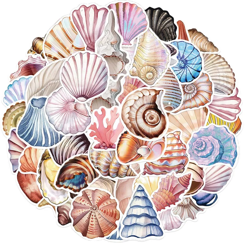 

10/50Pcs Cartoon Colored Seashells Aesthetic Varied Graffiti Stickers DIY Scrapbooking Notebook Phone Backpack Decoration Decals