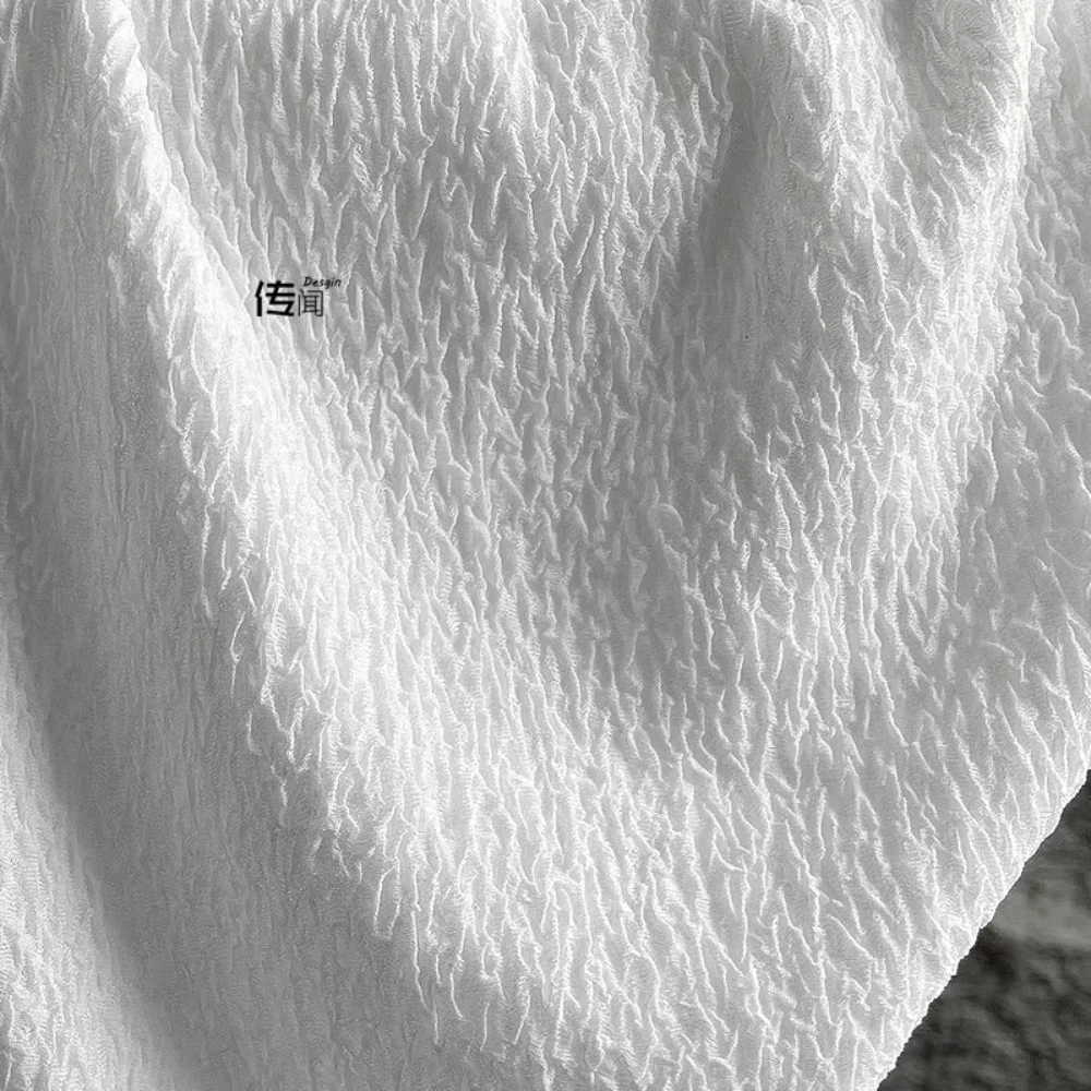 White Soft Double Layered Pleated Fabric for Creative Fashion Clothing Designer Cloth Apparel Diy Sewing Material