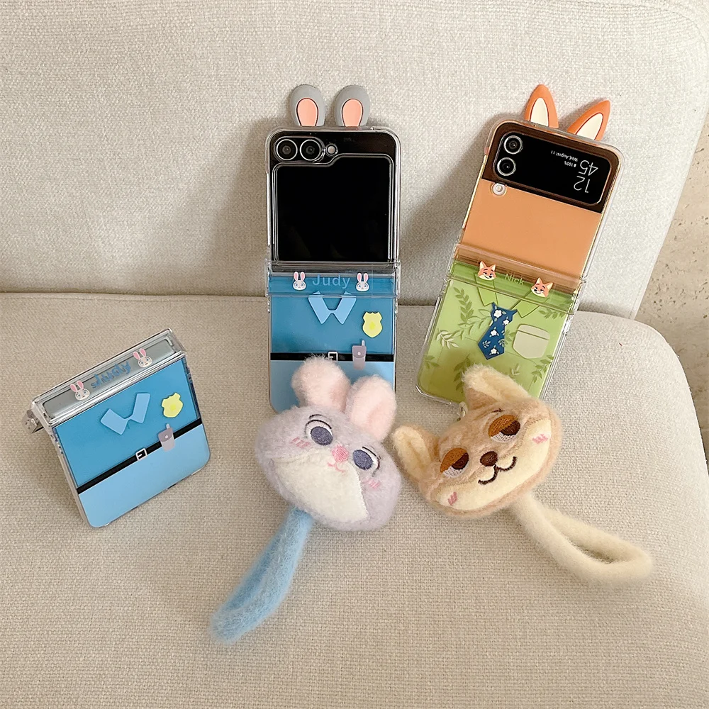 Zootopia Rabbit & Fox Plush Pendant Phone Case with Enhanced Protection