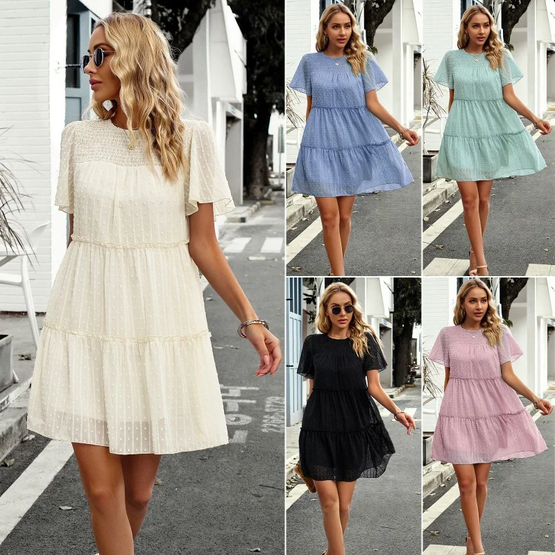 

DY-Design Solid Color Dress Summer Temperament Commute SlimmingAShort Skirt