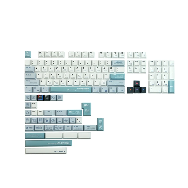 Olá Mundial Pbt Programador Caps Chave Lados Dye Subbed Keycaps Cherry Perfil Keycap para 61 64 68 87 980 104 Hhkb 142 Chaves Set - Imagem 5