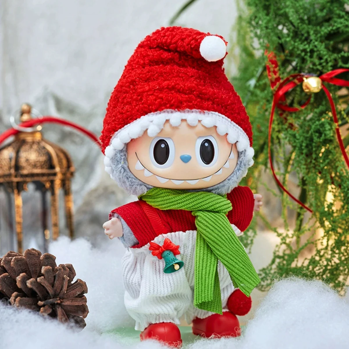 ラブブクリスマスコスチュームセット服 For Labubu Clothes: Christmas Deer Set (Red Festive Outfit