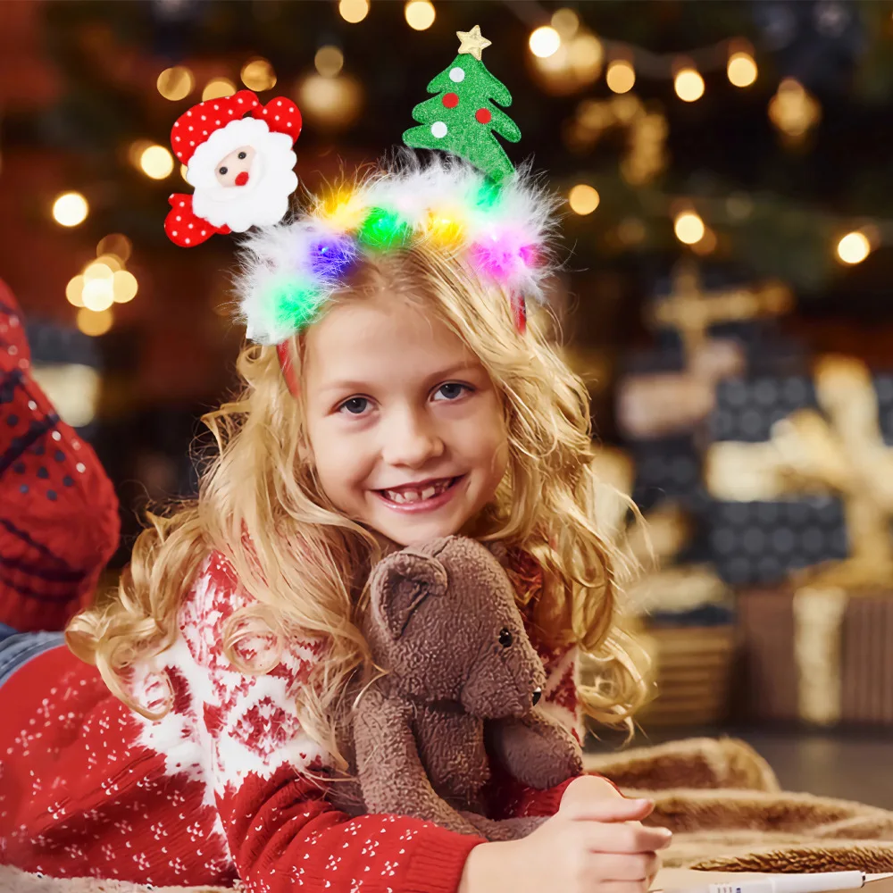 

Antlers LED Christmas Headband Colorful Headdress LED Light Christmas Headband Glowing Xmas Tree Xmas Tree Snowflake Hair Band
