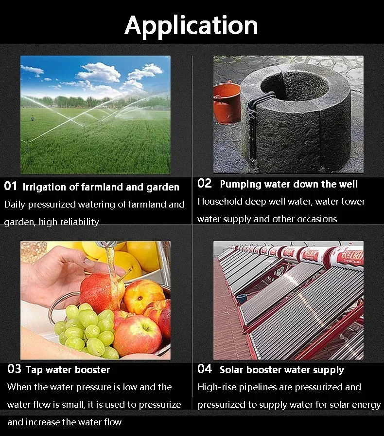 DC 12V/24V/48V Brushed Water Pump – QB60 High-Lift Large Flow Solar & Battery Self-Priming Pump 6