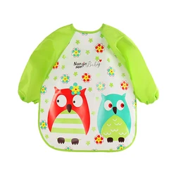 Baby Waterproof Long Sleeve Bib with Cute Cartoon Design (Owl)