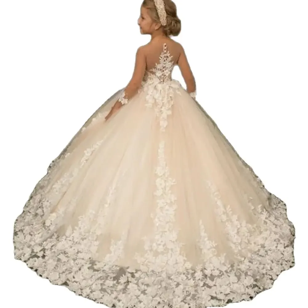 Flower Girl Dresses Lace Floral Appliques Wedding Ball Gown Flower Girl Dresses