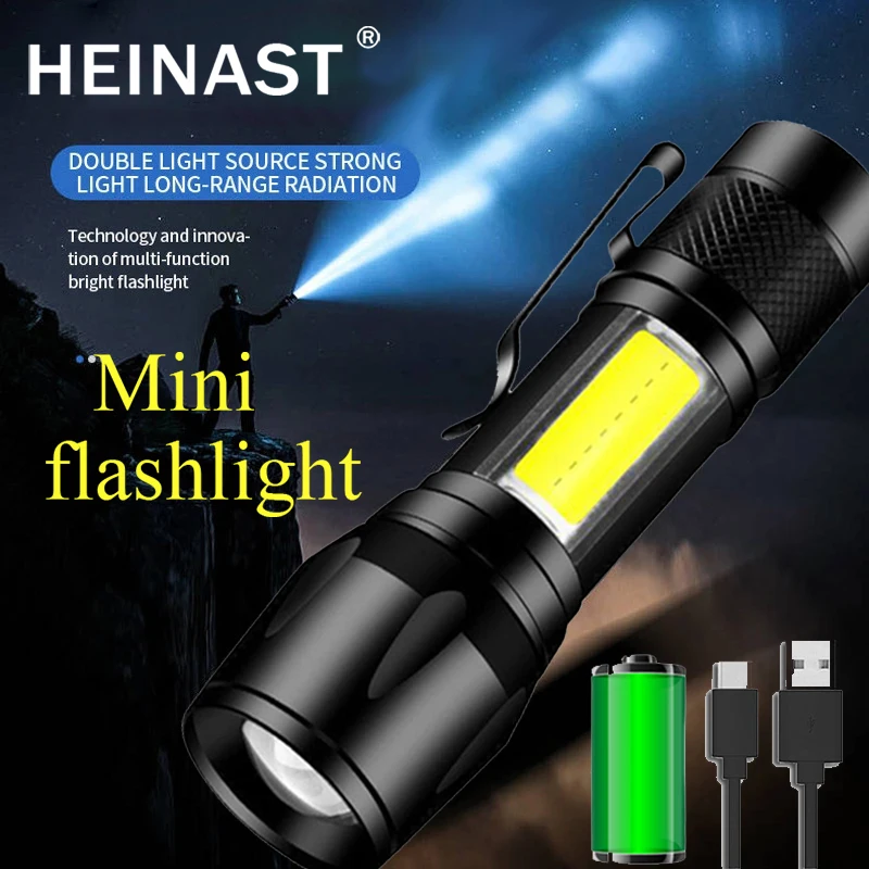 Mini Flashlight Led Rechargeable Torch Portable Usb Charging Flashlight  2000 Lumens Adjustable Camping Long Range Lantern Flashlights  Torches  AliExpress