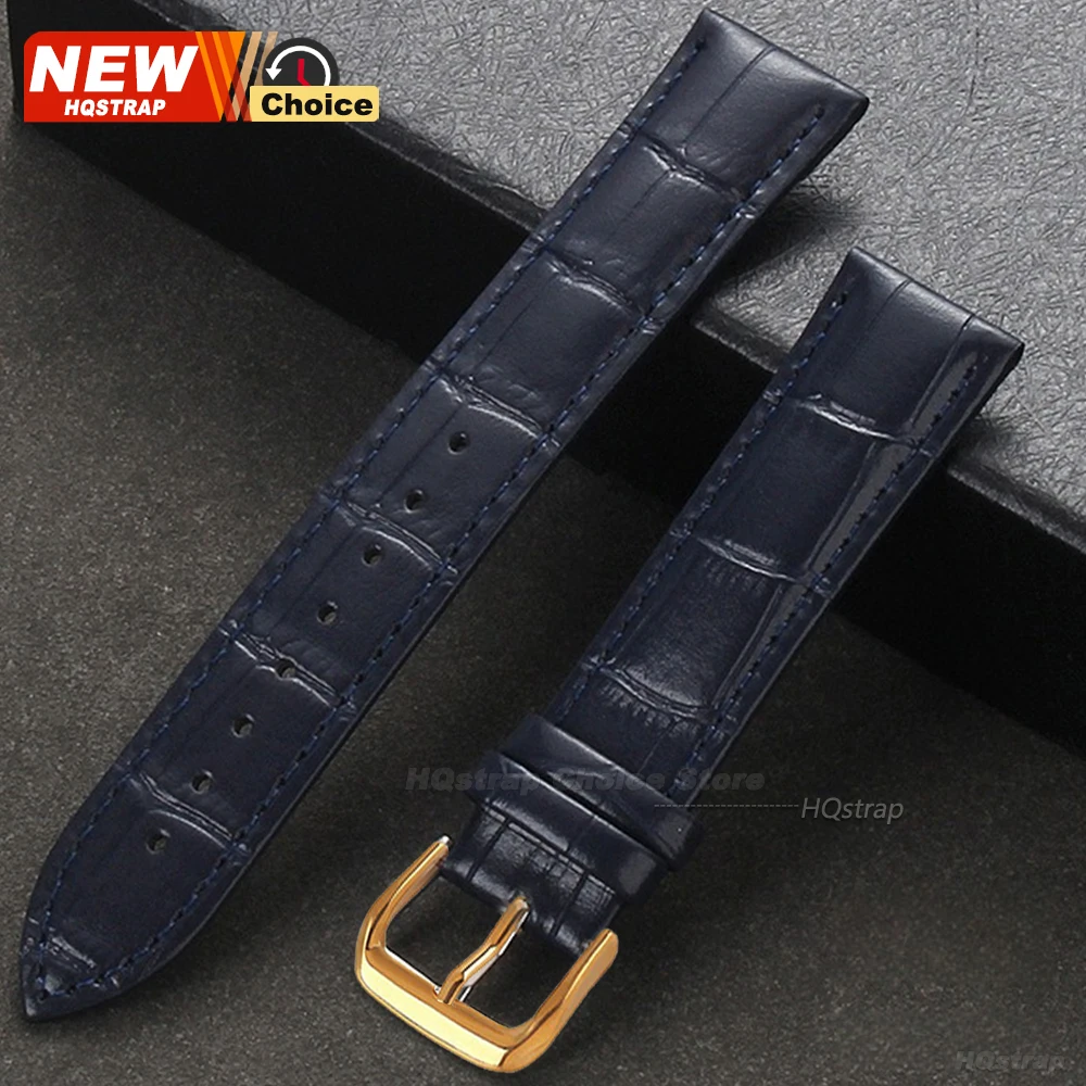 Universal Calfskin Leather Watch Strap with Gold Clasp & Adjustment Tool - Premium Wristband