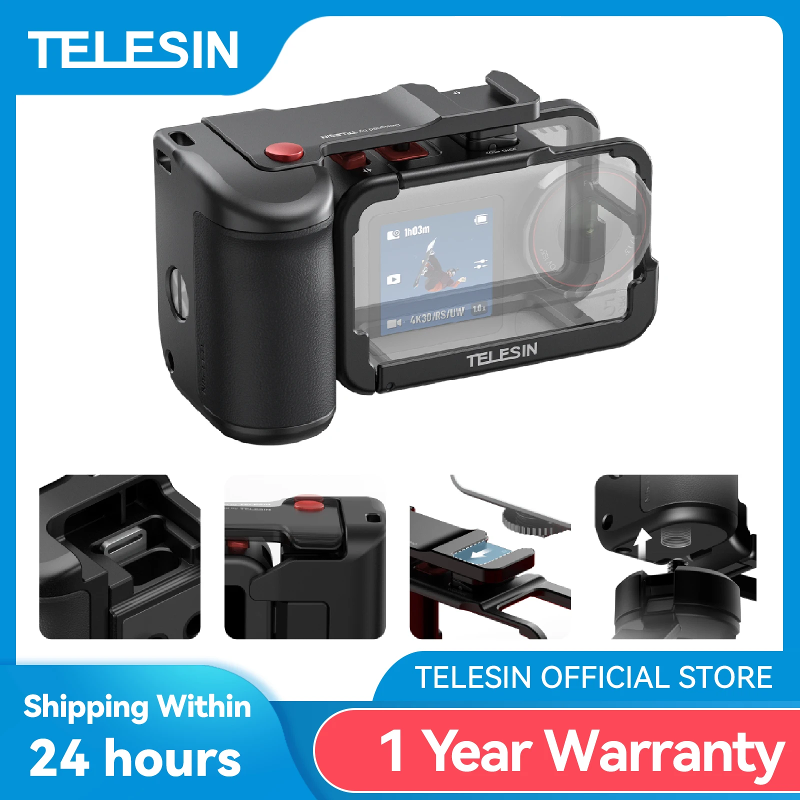 TELESIN StreetGrip Kit Hand Grip Aid Remote Control Protective