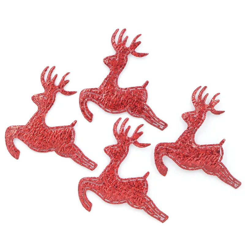 60 Stück 36 x 42 mm rote Elch-Hirsch-Patches, Laser-Tuch-Applikationen zum Basteln, Kleidung, Weihnachten, DIY, Wiegenherstellung, Zubehör