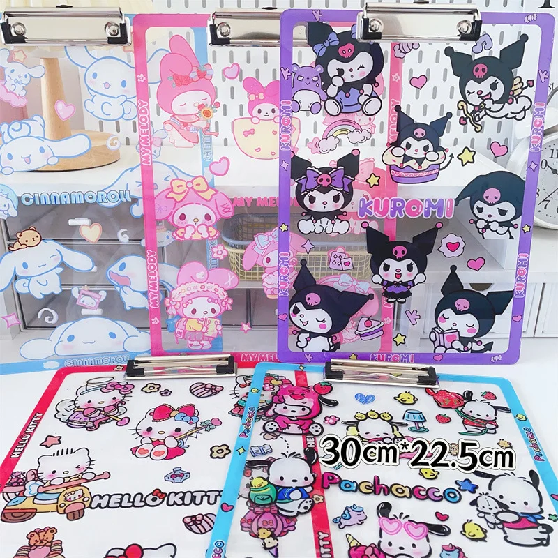 

Sanrio Hello Kitty Kuromi Cinnamoroll Cartoon A4 Folder Colour Printing Test Paper Storage Folder Student Writing Pad Board Clip