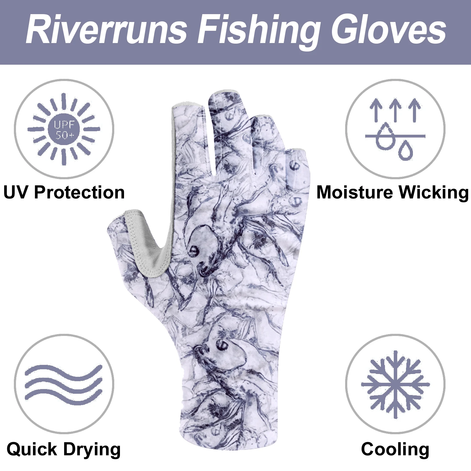 Guanti Senza Dita Unisex Protezione UV UPF 50+ - Modello Estivo Per Pesca, Ciclismo, Escursionismo E Guida - Antiscivolo E Traspiranti