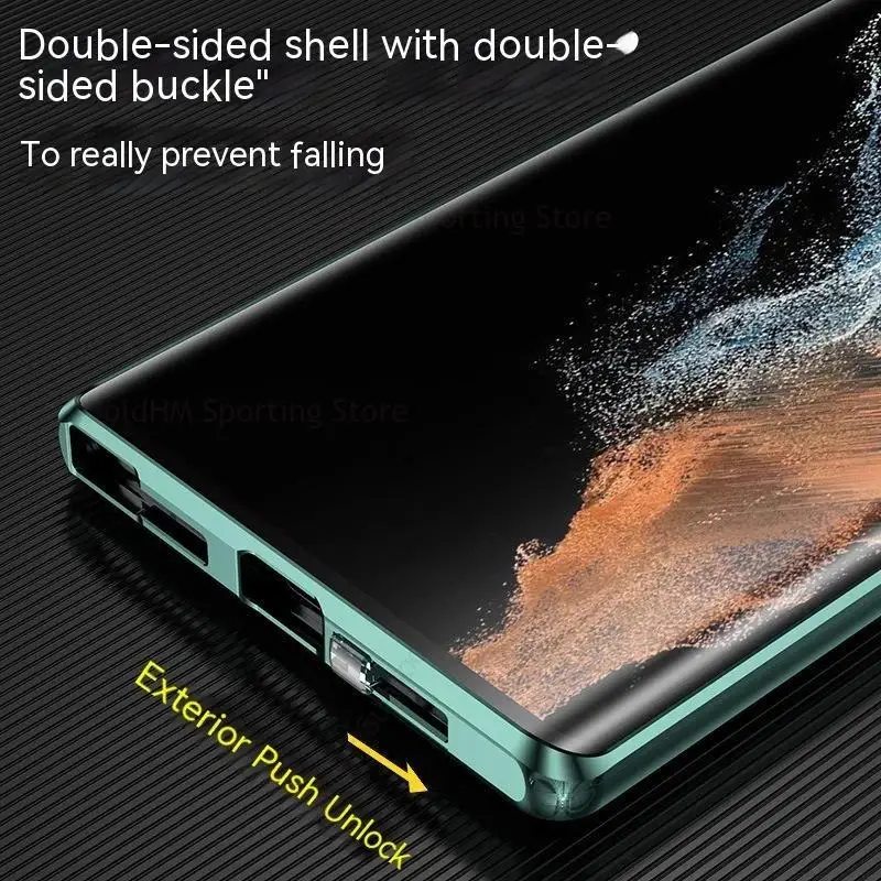 For Samsung S23 Ultra Tempered Glass Case For Galaxy S21 S22 Plus Double Sided Magnetic Protector For Samsung S23 S22 Flip Cover
