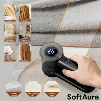 SoftAura Rechargeable portable electric lint trimmer, 1500 mah battery, suitable for clothes, furniture, sofas and blankets 1