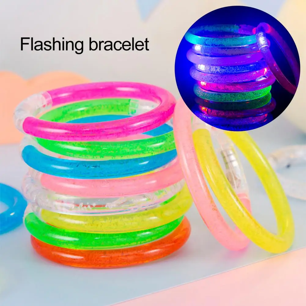 15Pcs LED Light Up Bracelets Neon Glowing Bangle Luminous Wristbands Glow in The Dark Party Supplies Kids Adults LED Arm Band 2
