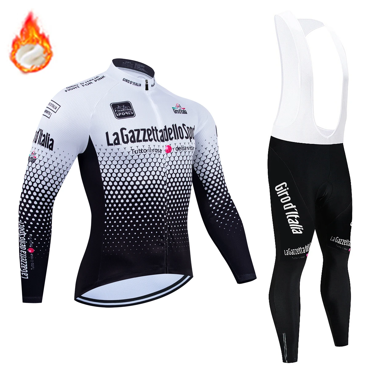 Men's Winter Thermal Fleece Cycling Jersey Sets Long Sleeve Bicycle Clothing MTB Bike Wear Tour De Italy Cycling Suit