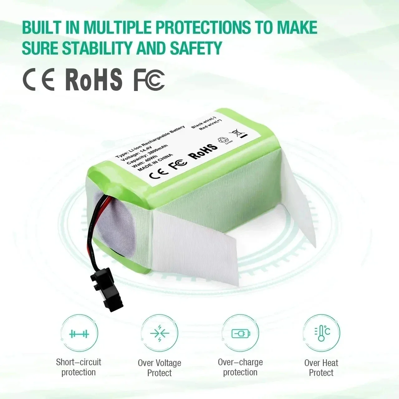 14.4V 12800mAh Replacement Battery Compatible with Ecovacs Deebot N79 n79S DN622 & Eufy RoboVac 11,11S,12,15C,15T,35C,G10 Hybrid