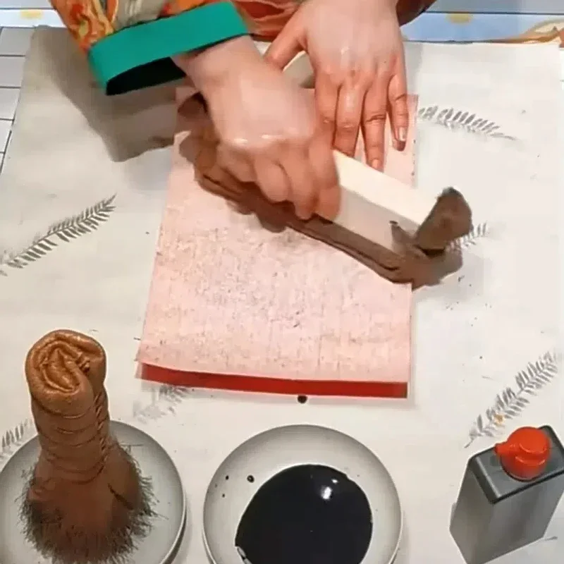 수동 장착형 문지르는 브러쉬 천연 야자나무 페인팅 브러쉬 씰 조각 문지르는 브러쉬 다기능 문지르는 도구 미술 용품