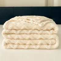 1pc Coral Fleece Blanket for Winter Thick Soft Bedspread Warm Plaids for Beds Single/Queen/King Solid Color Thow Blankets/Plaids 6
