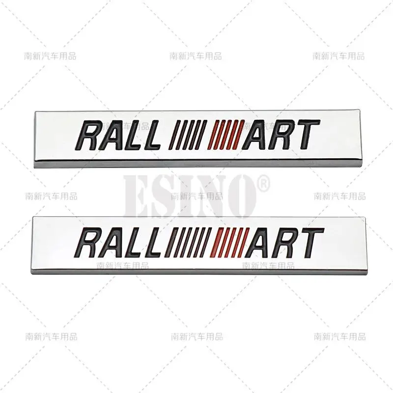 

2 x Car Styling 3D Ralliart Metal Chrome Zinc Alloy Emblem Body Badge Sticker Decal Adhesive Badge for Mitsubishi Lancer EX EVO