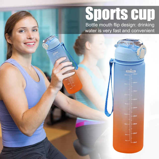 Double Mouth Fitness Sports Water Bottle Kettle Shake Cup With Scale Mixing  - CJdropshipping