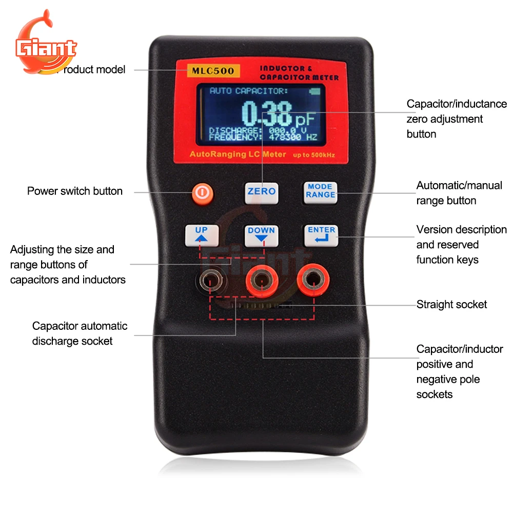 MLC500 Anti Burn Digital Capacitance Tester High Precision Multimeter Ohm Meter Automatic Range Capacitance Inductance Meter