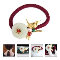 Hair Tie Ponytail Holders Headband Ribbons Rope Jade Gemstone Copper Accessory 1